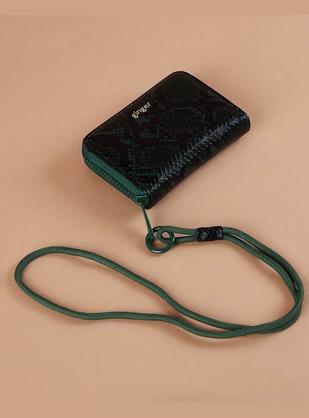 GINGER Scale-Textured Sling Zip-Around Wallet