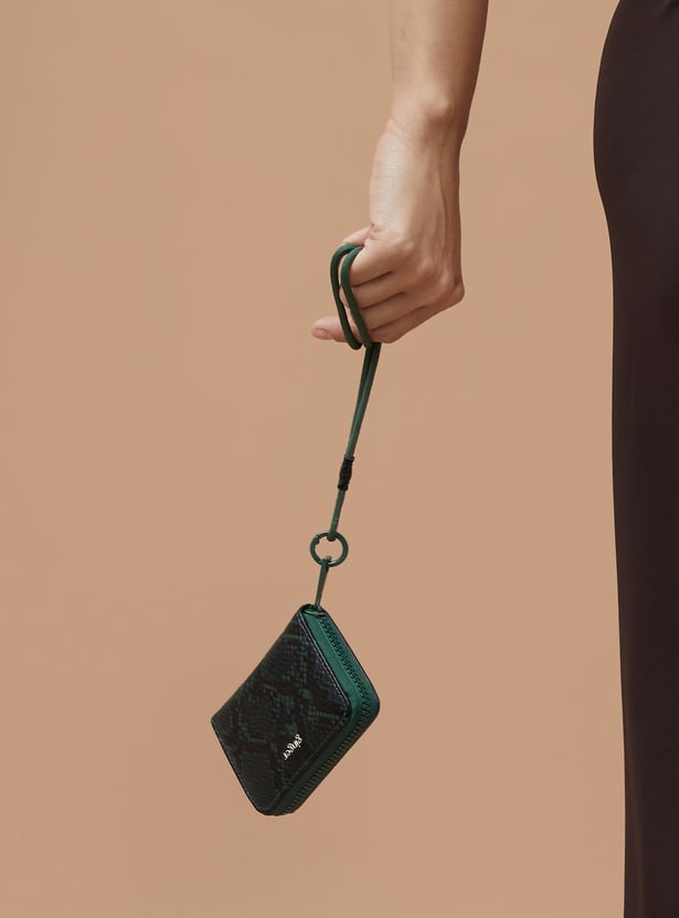 GINGER Scale-Textured Sling Zip-Around Wallet