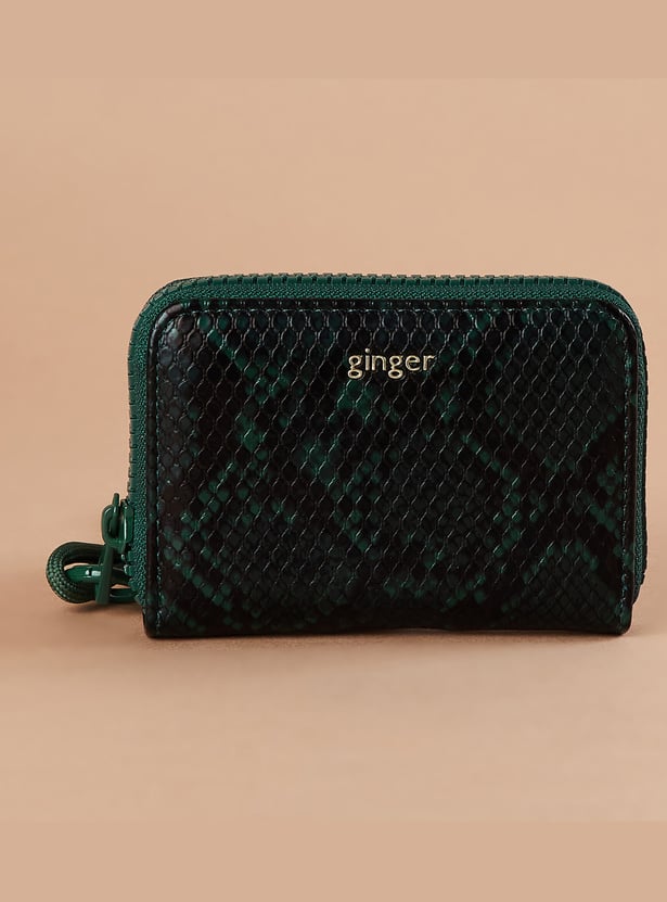 GINGER Scale-Textured Sling Zip-Around Wallet