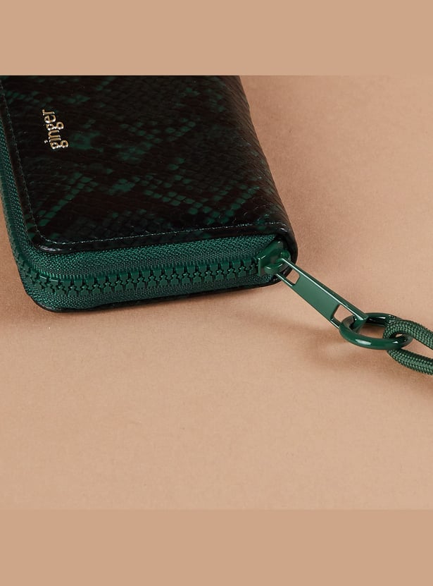 GINGER Scale-Textured Sling Zip-Around Wallet