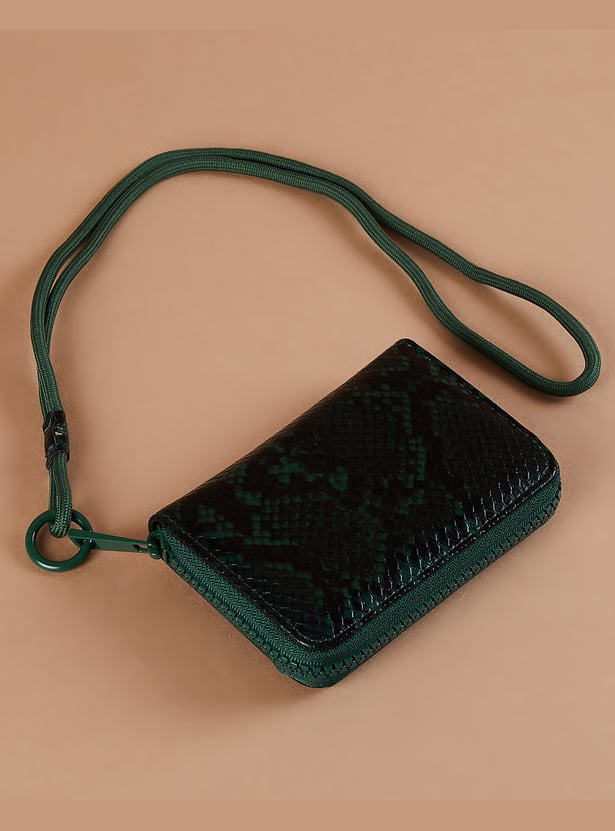 GINGER Scale-Textured Sling Zip-Around Wallet
