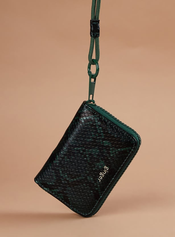 GINGER Scale-Textured Sling Zip-Around Wallet