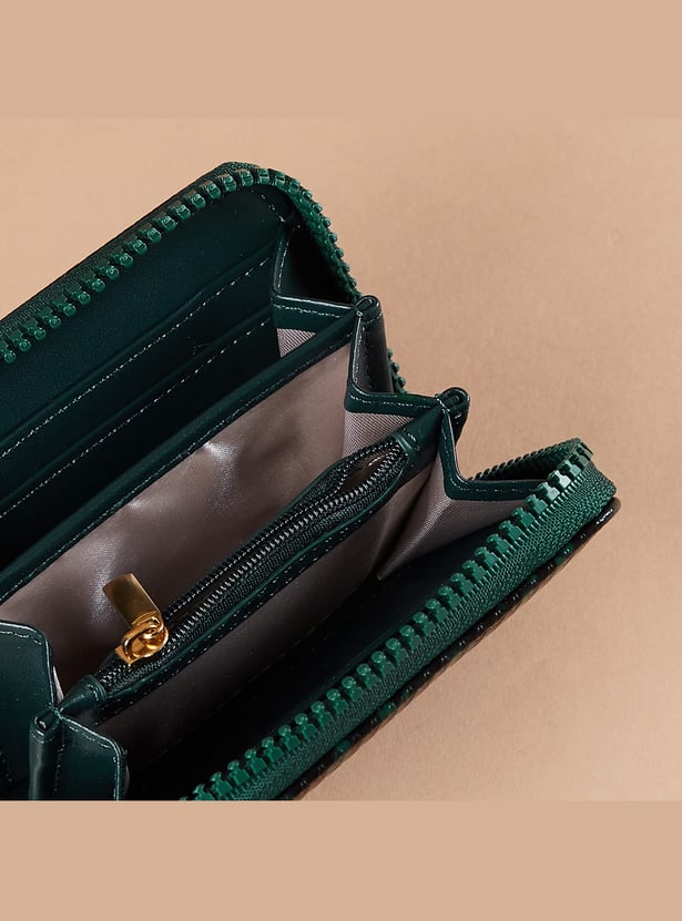 GINGER Scale-Textured Sling Zip-Around Wallet