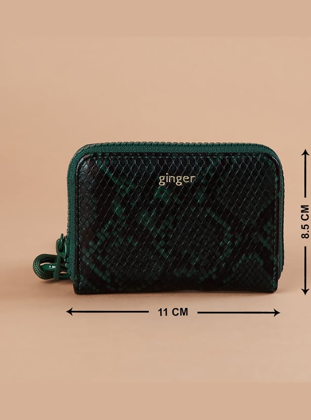 GINGER Scale-Textured Sling Zip-Around Wallet