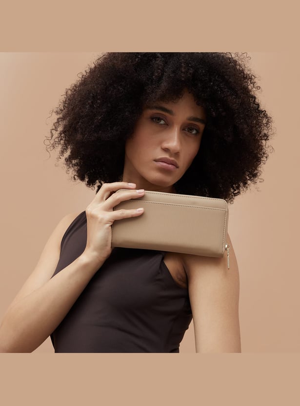 GINGER Textured Zip-Around Wallet