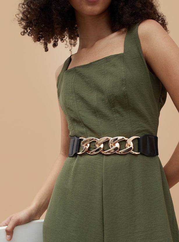 GINGER Metal Accent Push-Button Belt