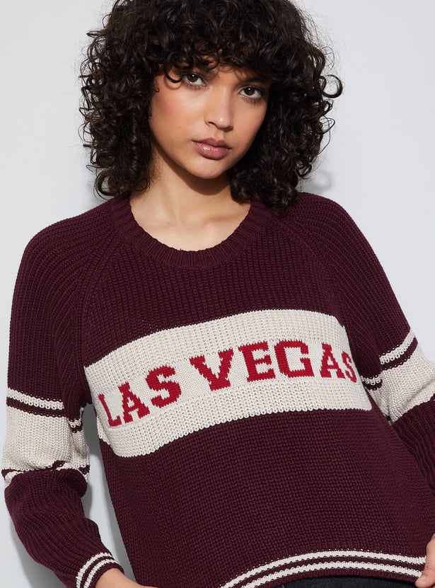 GINGER Patterned Knit Crop Sweater