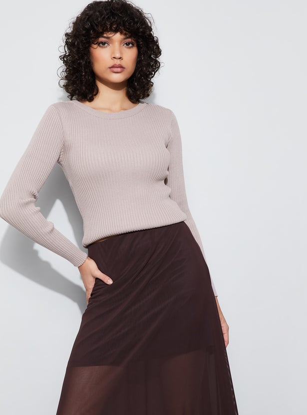 GINGER Ribbed Full Sleeves Top