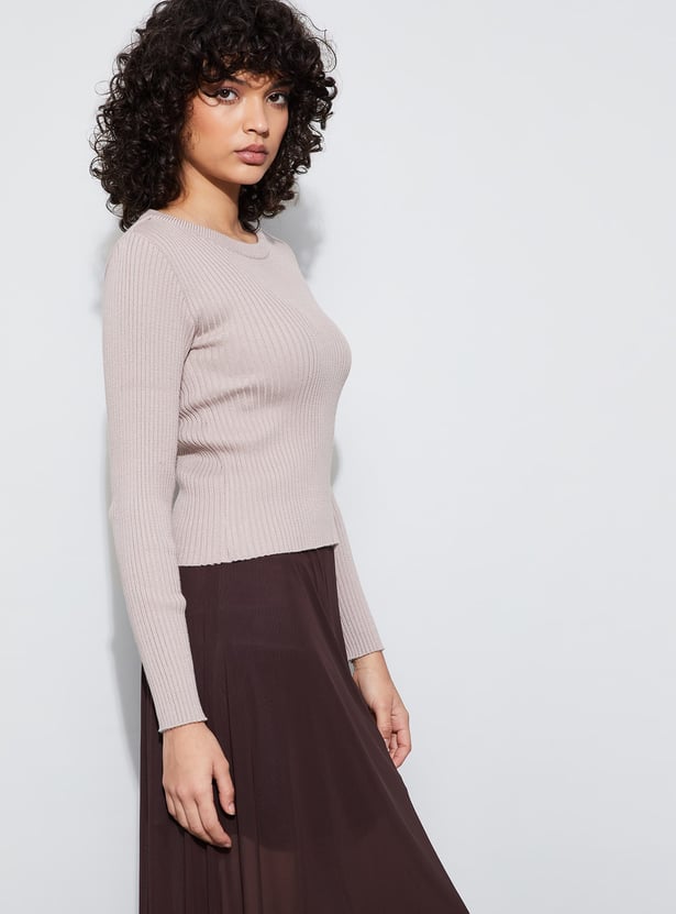 GINGER Ribbed Full Sleeves Top