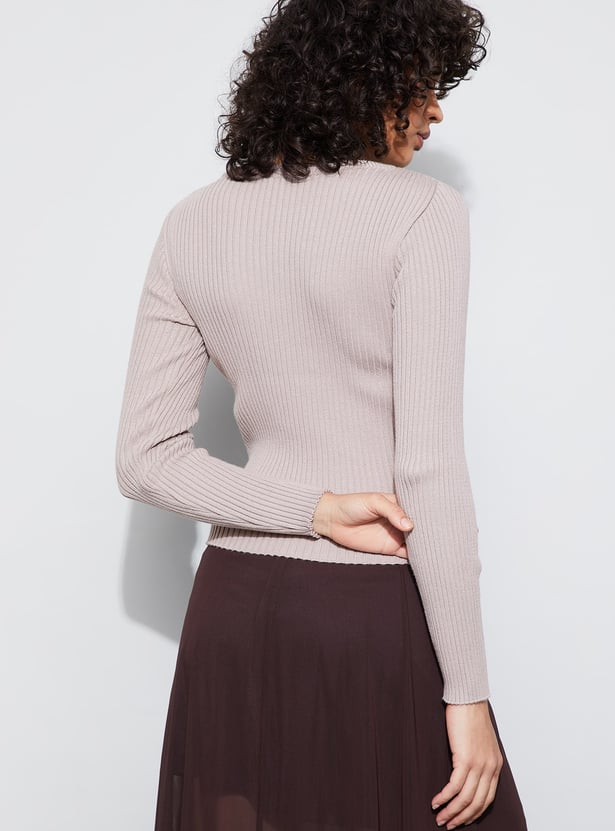 GINGER Ribbed Full Sleeves Top