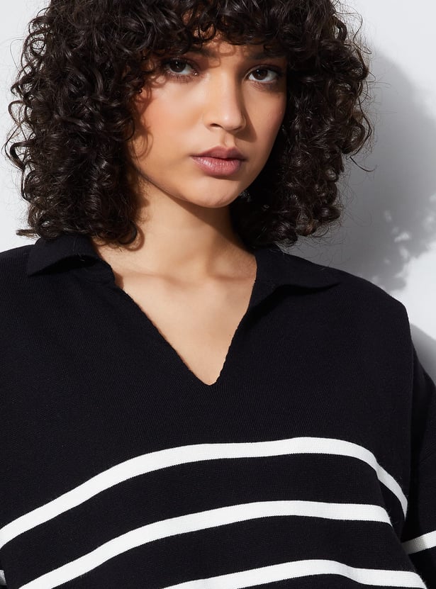 GINGER Striped V-Neck Top