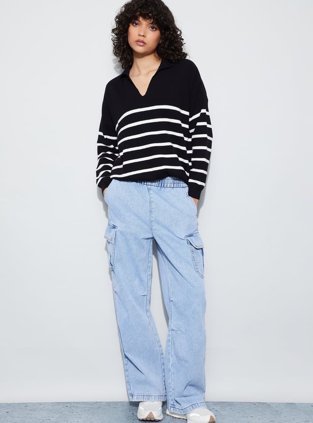 GINGER Striped V-Neck Top