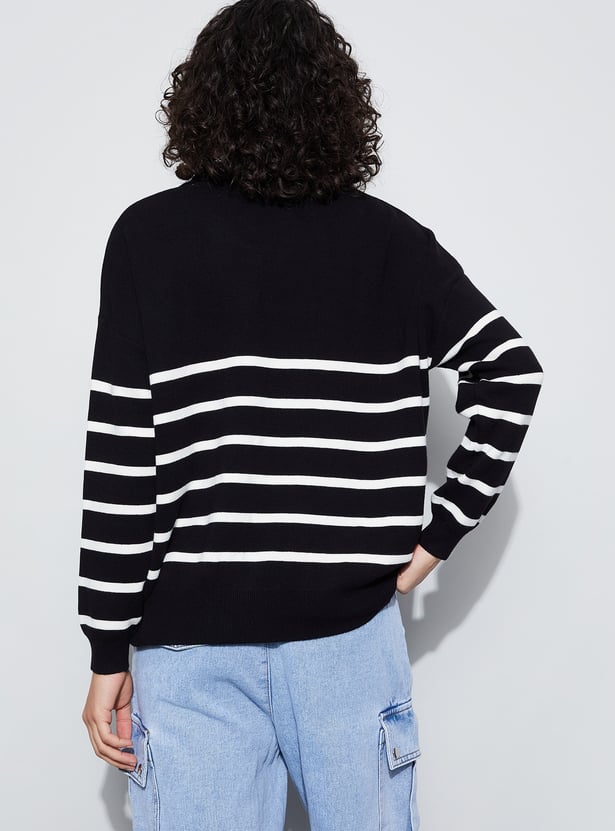 GINGER Striped V-Neck Top