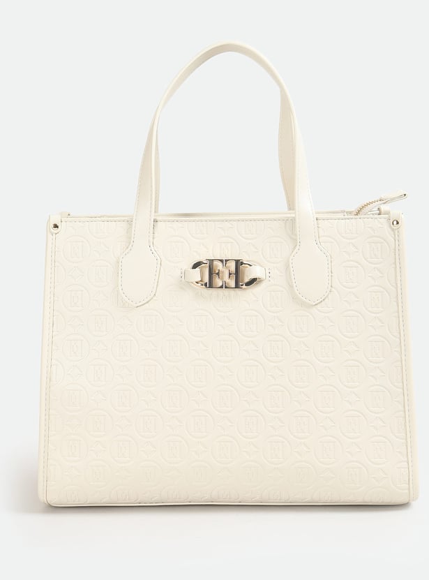 ELLE Embossed Monogram Shoulder Bag
