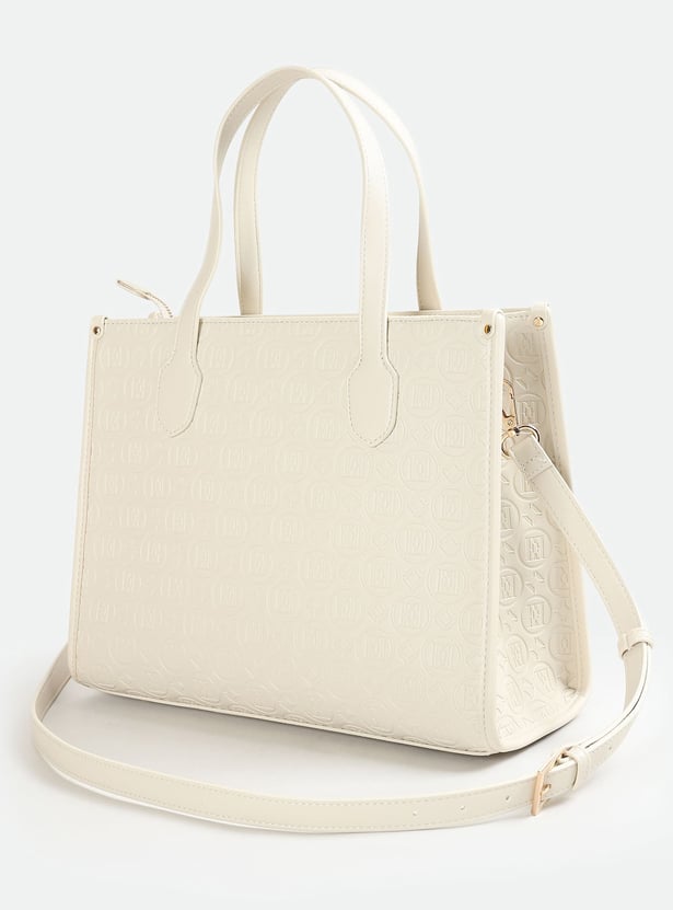ELLE Embossed Monogram Shoulder Bag