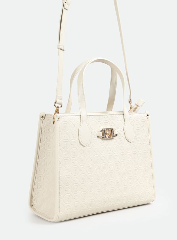 ELLE Embossed Monogram Shoulder Bag