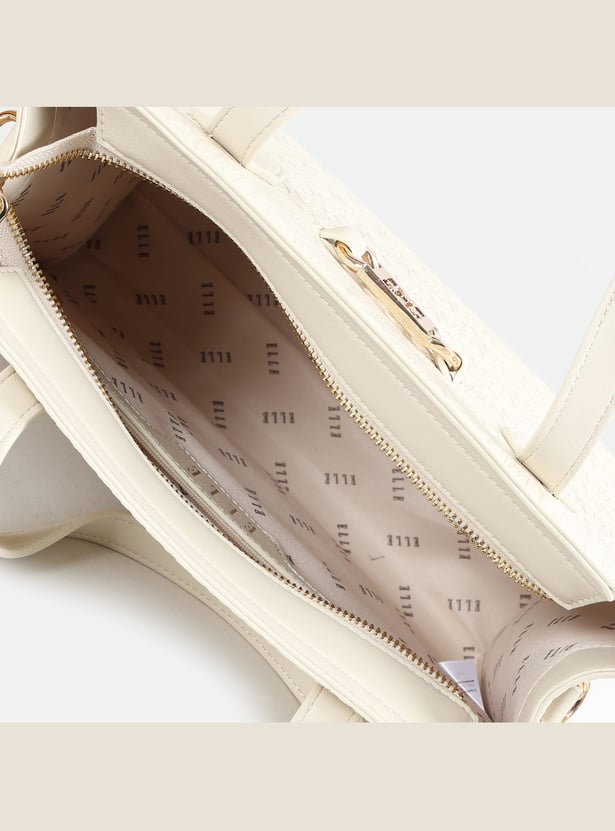 ELLE Embossed Monogram Shoulder Bag