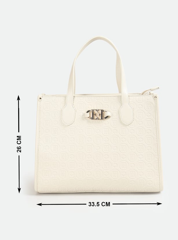 ELLE Embossed Monogram Shoulder Bag
