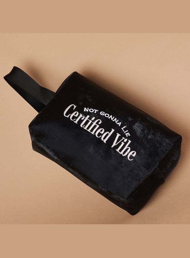 GINGER Slogan Embroidered Vanity Pouch
