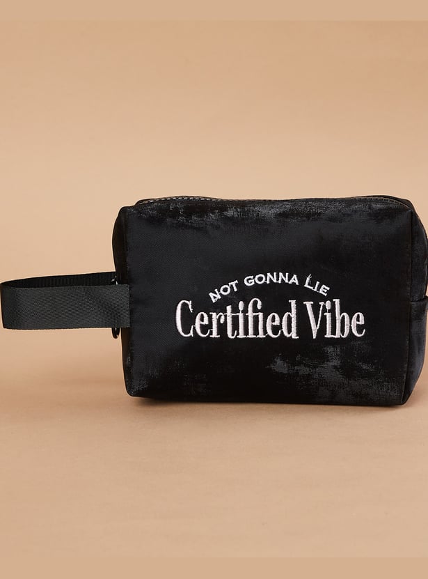 GINGER Slogan Embroidered Vanity Pouch