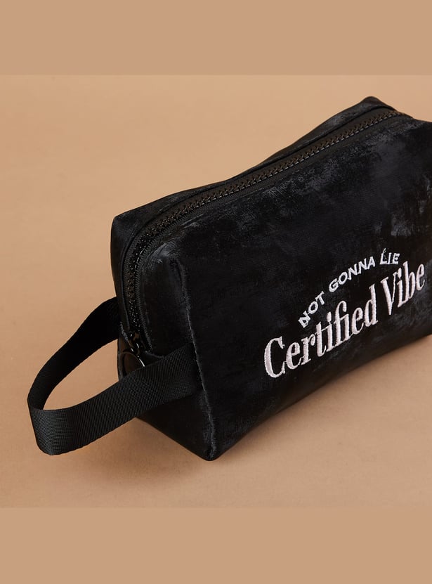 GINGER Slogan Embroidered Vanity Pouch