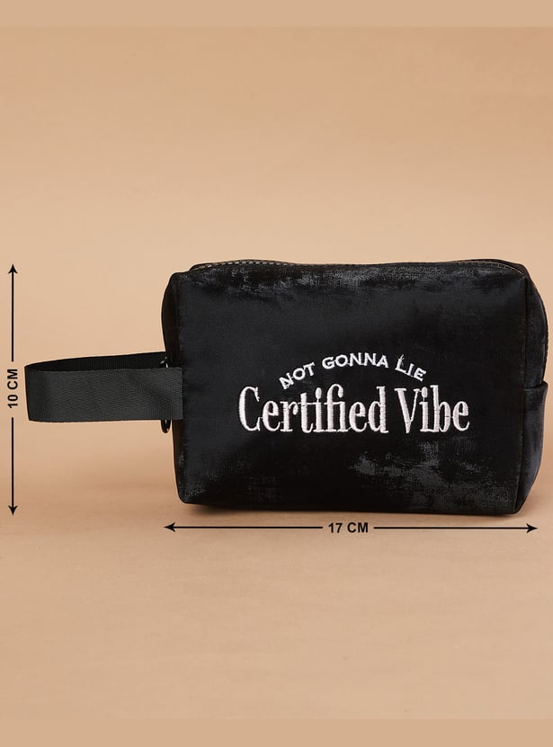 GINGER Slogan Embroidered Vanity Pouch