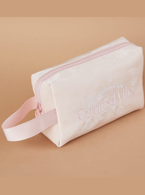 GINGER Slogan Embroidered Vanity Pouch