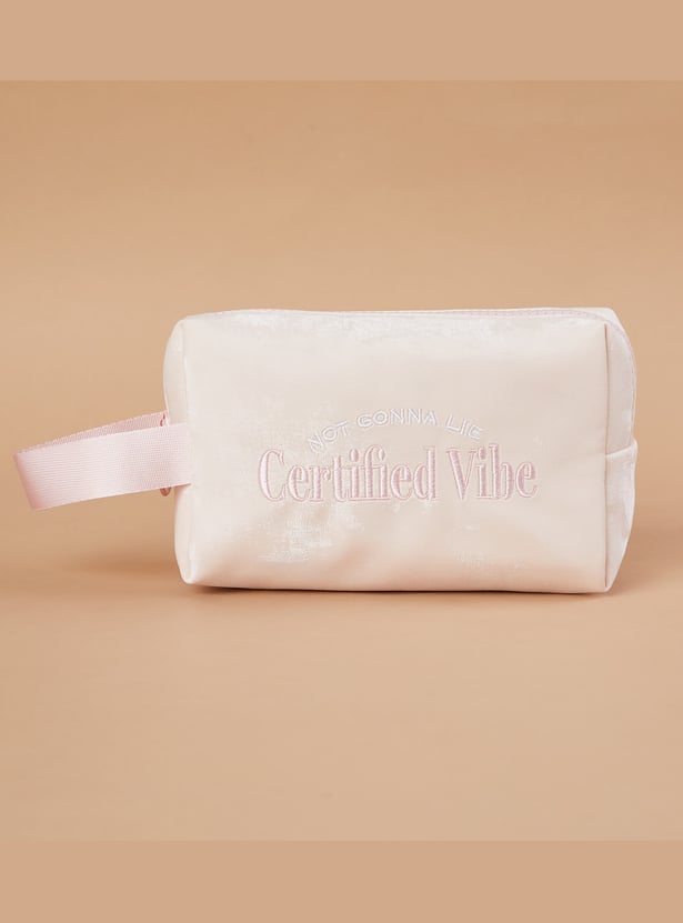 GINGER Slogan Embroidered Vanity Pouch