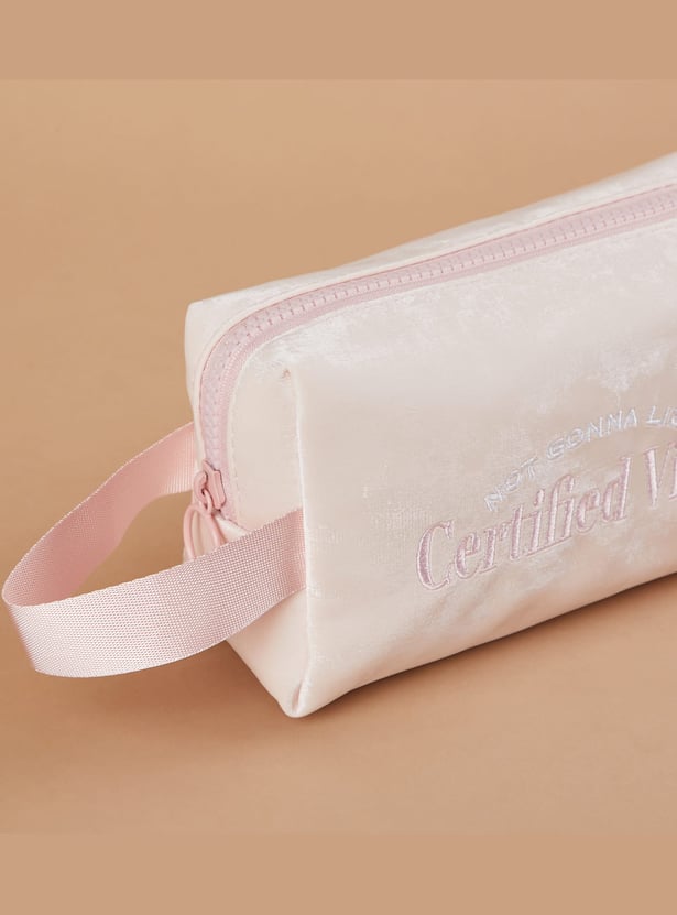 GINGER Slogan Embroidered Vanity Pouch