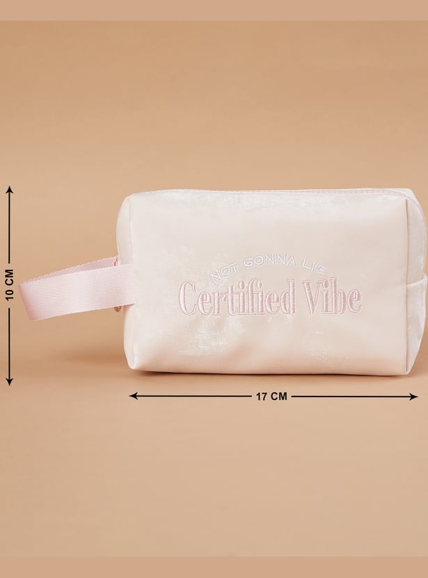 GINGER Slogan Embroidered Vanity Pouch