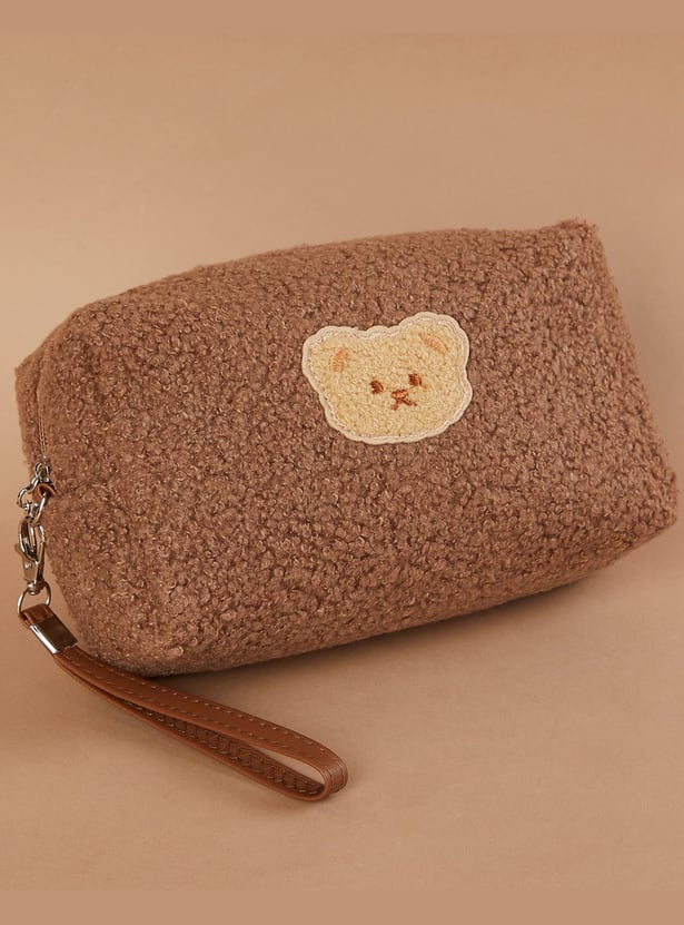 GINGER Bear Appliqued Teddy Vanity Pouch