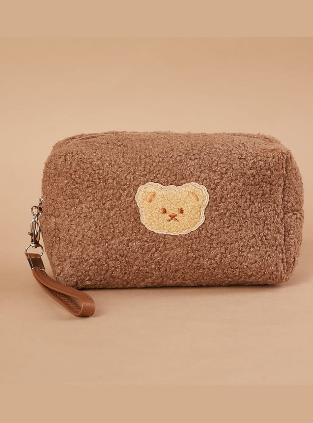 GINGER Bear Appliqued Teddy Vanity Pouch
