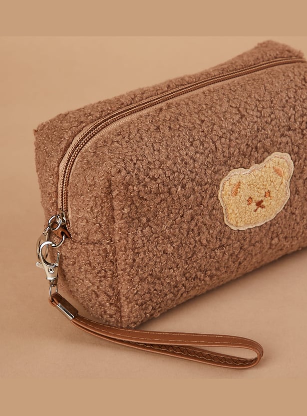 GINGER Bear Appliqued Teddy Vanity Pouch