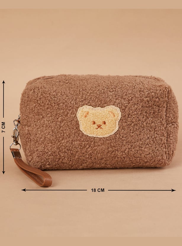 GINGER Bear Appliqued Teddy Vanity Pouch