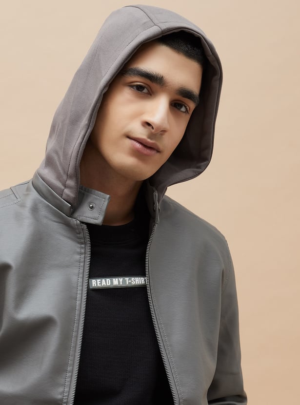 FORCA Faux Leather Hooded Jacket