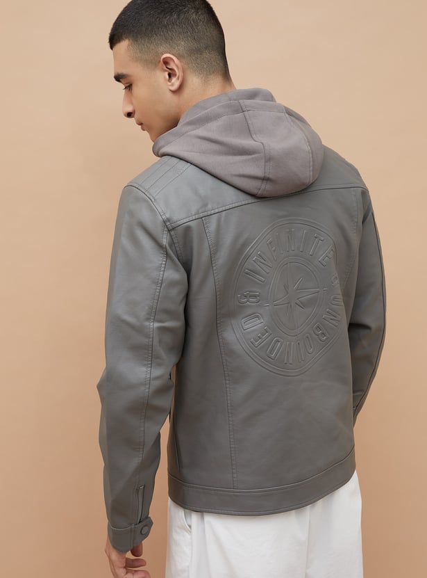 FORCA Faux Leather Hooded Jacket