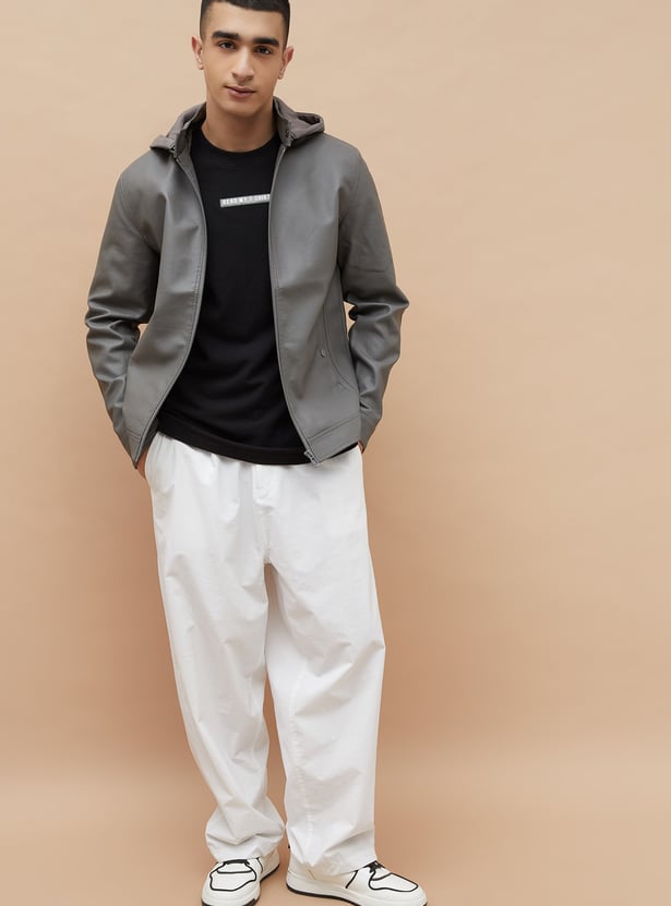 FORCA Faux Leather Hooded Jacket