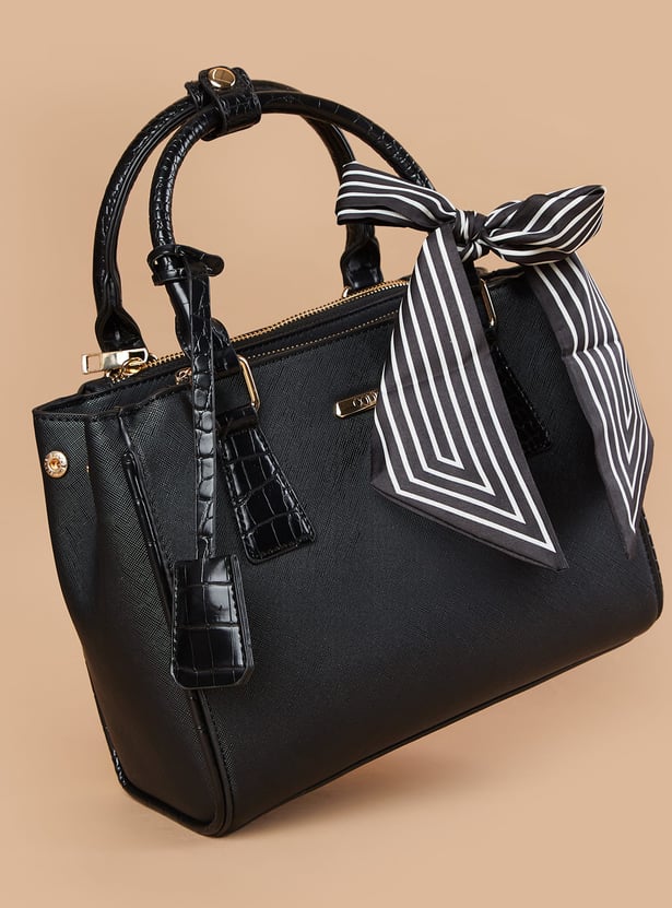 CODE Textured Handheld Bag with Scarf Detail
