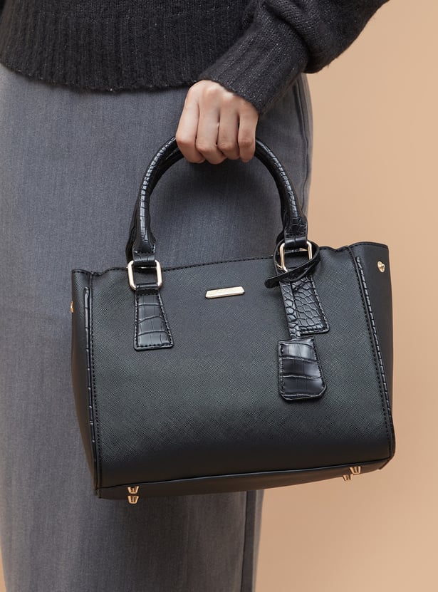 CODE Textured Handheld Bag with Scarf Detail