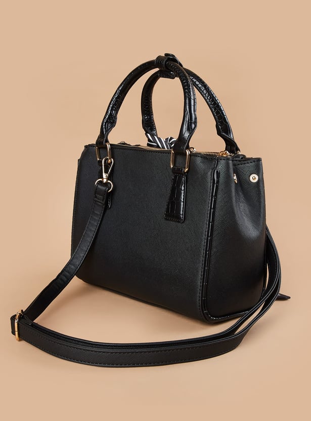 CODE Textured Handheld Bag with Scarf Detail