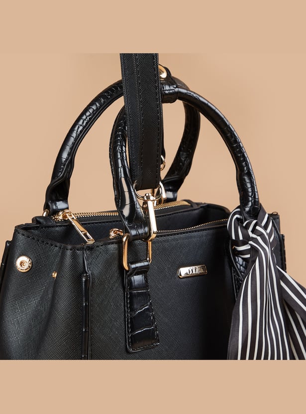 CODE Textured Handheld Bag with Scarf Detail
