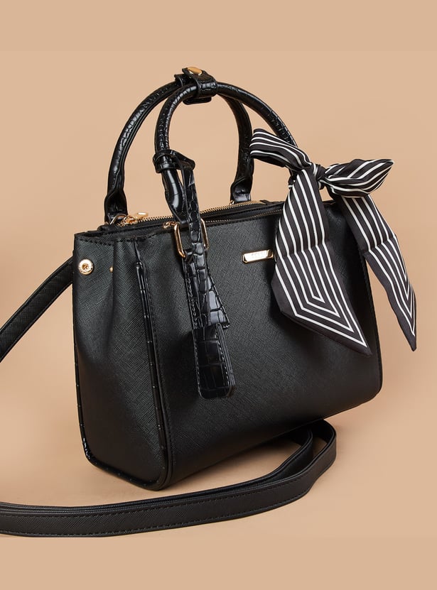 CODE Textured Handheld Bag with Scarf Detail