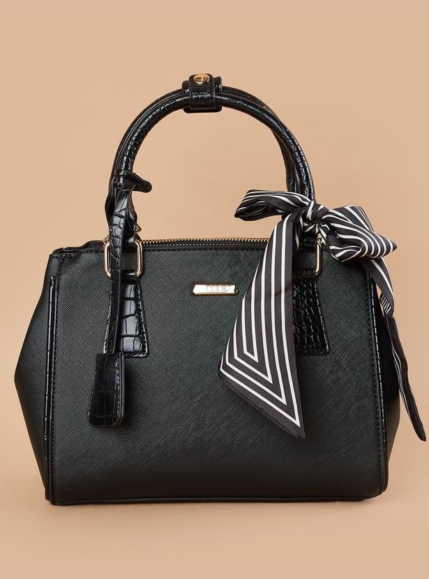 CODE Textured Handheld Bag with Scarf Detail