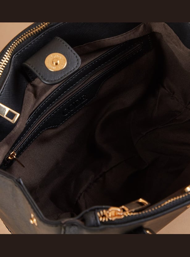 CODE Textured Handheld Bag with Scarf Detail