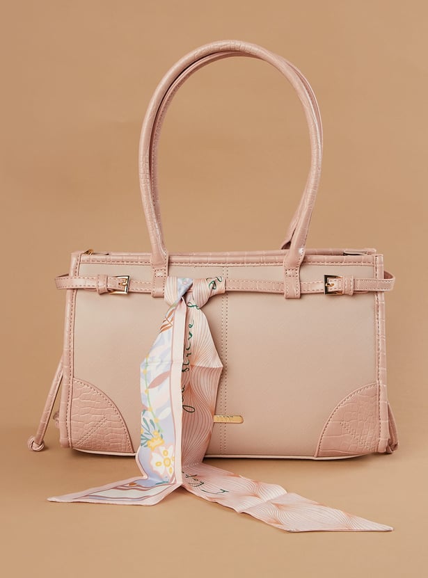 CODE Textured Shoulder Bag with Bandana