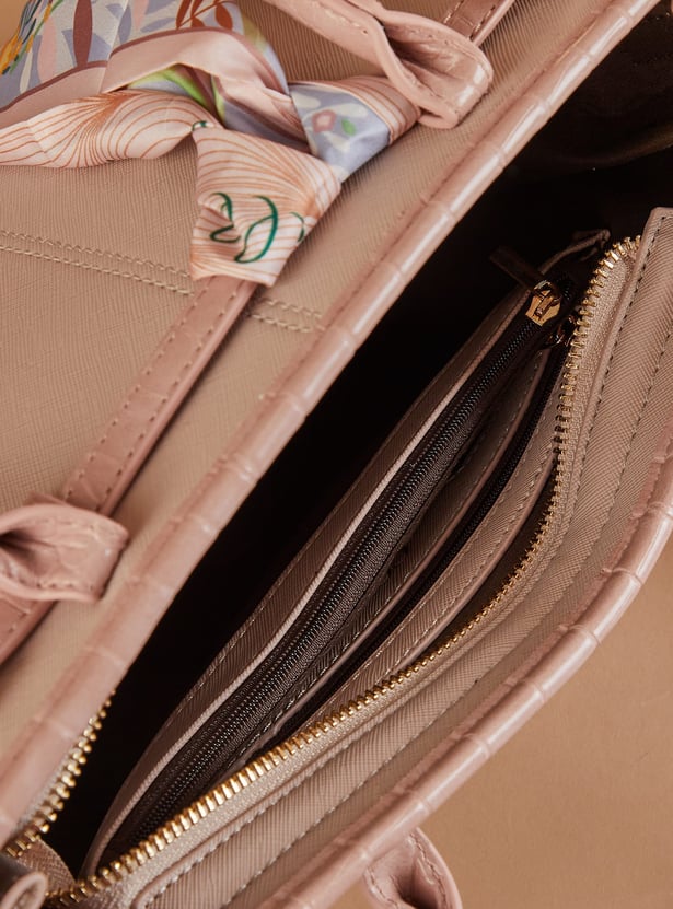CODE Textured Shoulder Bag with Bandana