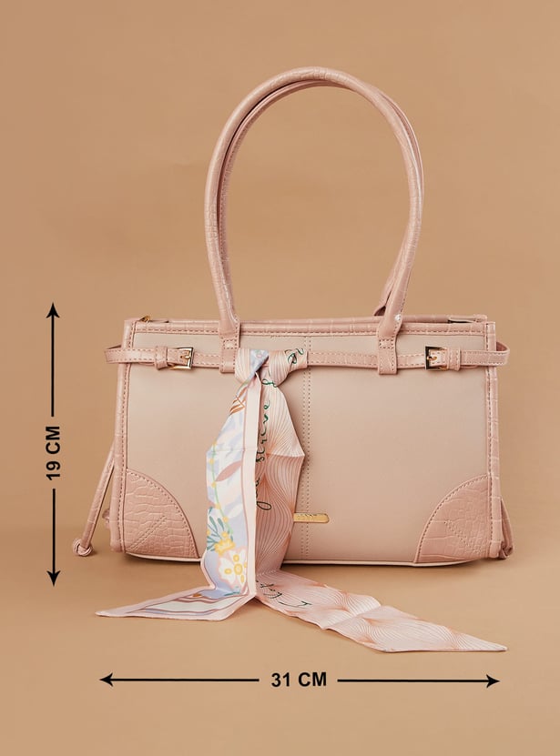 CODE Textured Shoulder Bag with Bandana