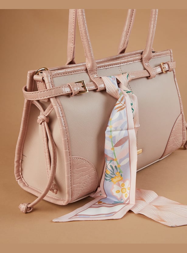 CODE Textured Shoulder Bag with Bandana