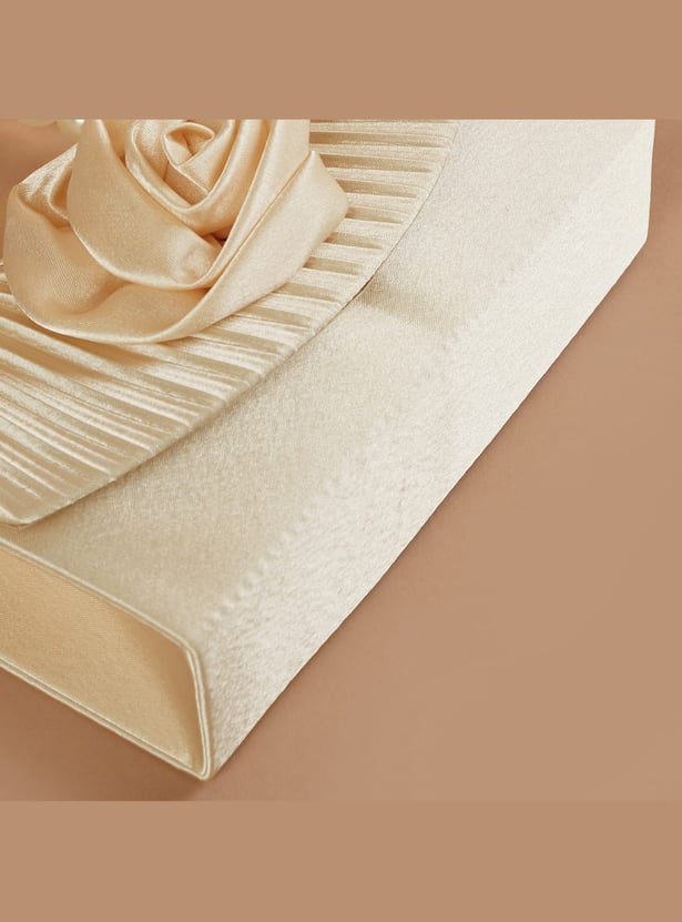 CODE Applique Clutch with Pearl Handle