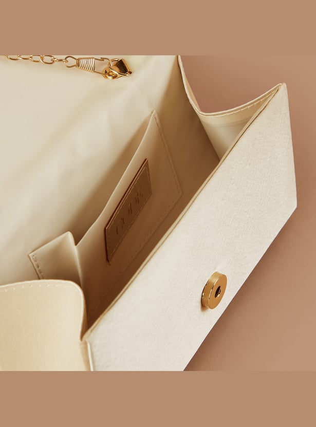CODE Applique Clutch with Pearl Handle
